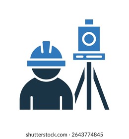 Land Survey Icon Mixed Vector Illustration