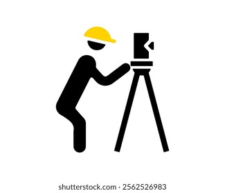 Land surveyor icon logo vector. Land, icon, surveyor, symbol, vector, web, measurement, engineer, logo. Can use for infographic, banner, poster, web design. Vector isolated on white background.