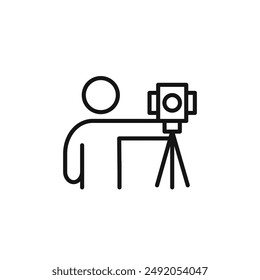 land surveyor icon outline collection in black and on white background