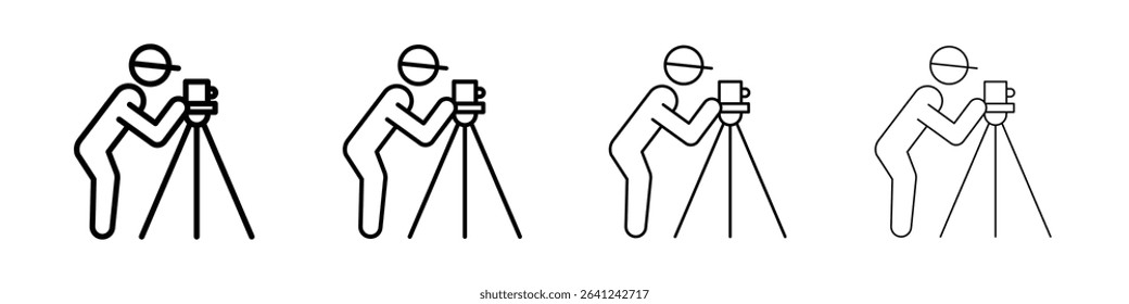 land surveyor icon Outline sign symbol set