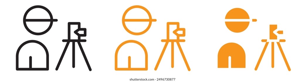 Land Surveyor Icon Set Geographic Measurement Illustrations for Engineering and Construction