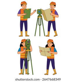 Ilustración vectorial de carácter de profesión de agrimensor de tierras