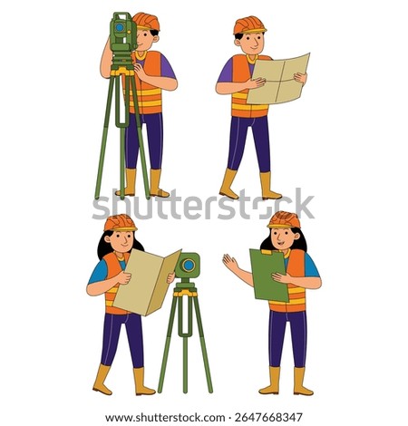 Land Surveyor Profesion Character Vector Illustration