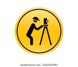 Land surveyor sign symbol vector. Symbol, surveyor, land, vector, illustration, equipment, engineer, icon. Can use for infographic, banner, poster, web design. Vector isolated on white background. 