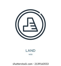 icono de línea delgada terrestre. tierra, íconos lineales globales del concepto web signo de contorno aislado. Elemento de símbolo de ilustración vectorial para diseño web y aplicaciones.