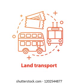 Land transport concept icon. Double decker bus, trolleybus tickets. Public transport idea thin line illustration. Vector isolated outline drawing