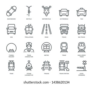Land Transport Icons, oncoming/front view,  Monoline concept
The icons were created on a 48x48 pixel aligned, perfect grid providing a clean and crisp appearance. Adjustable stroke weight.