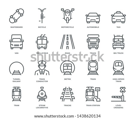 Land Transport Icons, oncoming/front view,  Monoline concept
The icons were created on a 48x48 pixel aligned, perfect grid providing a clean and crisp appearance. Adjustable stroke weight.