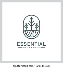 vector de logotipo de línea de tierra y árbol 
simple