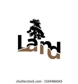 Land tree logo outdoor forest nature environment, mountain wildlife adventure green simple minimalist icon design.