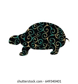Land turtle reptile color silhouette animal