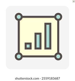 Land value vector icon. Consist of land plot, vacant area, growth graph of rate market price for investment, profit, wealth, income. Also for business i.e. owned, sale, development, buy. 48x48 pixel.