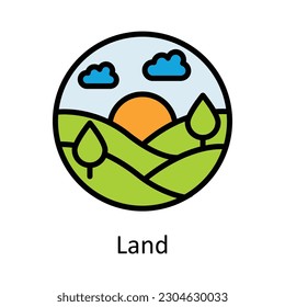 Land vector  Fill  outline Icon Design illustration. Agriculture  Symbol on White background EPS 10 File