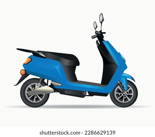 Land vehicle. Blue scooter on white background. Vector illustration