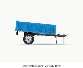 Land vehicle. Blue trailer on a white background. Vector illustration