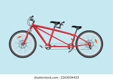 Vektorgrafik realistisches rotes Tandembike. Verkehrsdesign