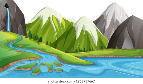 Land and water geography landscape illustration