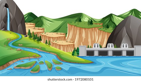 Land and water geography landscape illustration