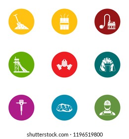 Land work icons set. Flat set of 9 land work vector icons for web isolated on white background