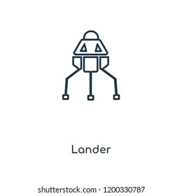 Lander concept line icon. Linear Lander concept outline symbol design. This simple element illustration can be used for web and mobile UI/UX.