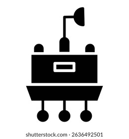 Lander icon Flat outline fill black and white