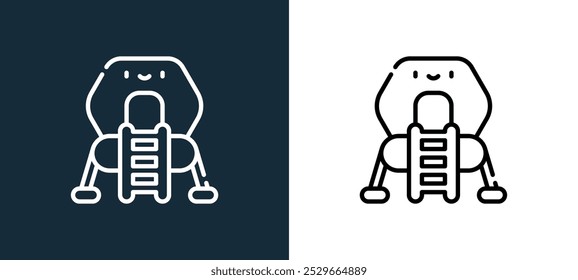 ícone de lander isolado em cores brancas e pretas. lander outline ícone vetorial linear da coleção astronomy para aplicativos móveis, web e ui.