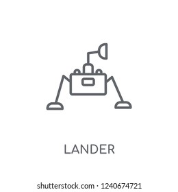 Lander linear icon. Modern outline Lander logo concept on white background from ASTRONOMY collection. Suitable for use on web apps, mobile apps and print media.