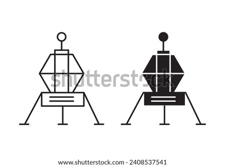 Lander outline icon collection or set. Lander Thin vector line art