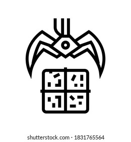 landfill claw loader line icon vector. landfill claw loader sign. isolated contour symbol black illustration