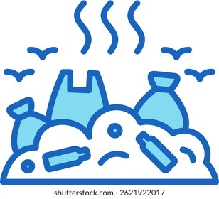 Ilustración vectorial azul del icono del vertedero
