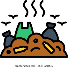 Landfill Icon Lineal Color Vector Illustration