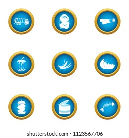 Landfill icons set. Flat set of 9 landfill vector icons for web isolated on white background