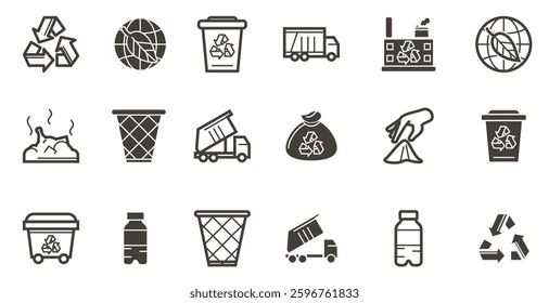 Landfill Icons set. vector. editable	