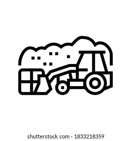 Landfill Tractor Line Icon Vector. Landfill Tractor Sign. Isolated Contour Symbol Black Illustration