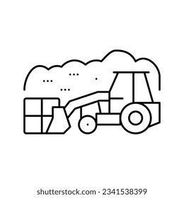 vector de icono de línea de tractor de vertederos. señalización del tractor de vertederos. símbolo de contorno aislado ilustración negra