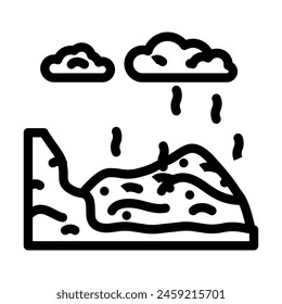 Deponie-Abfallsortierlinien-Symbol Vektorgrafik. Deponie-Abfallsortierzeichen. Isoliertes Kontursymbol Schwarze Abbildung