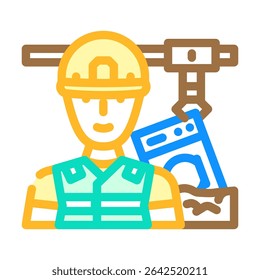 trabalhadores de aterros que lidam com o vetor de ícone de cor da poluição por resíduos e. trabalhadores de aterros que lidam com o sinal de poluição por resíduos e. símbolo isolado ilustração