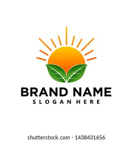 landfscape sun leaf logo design
