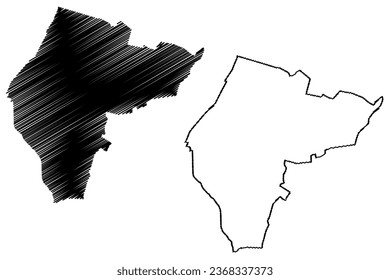 Landgraaf municipality (Kingdom of the Netherlands, Holland, Limburg province) map vector illustration, scribble sketch Lankgraaf map