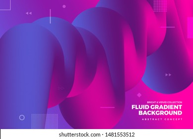 Landing abstract background concept fluid dynamic vivid bright gradient color. geometric graphic icon element decoration design template.