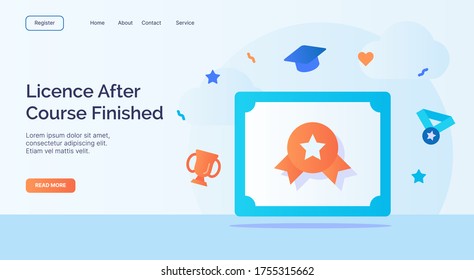 Landing after course finished for campaign web website home homepage landing page template with filled color modern flat style design vector illustration