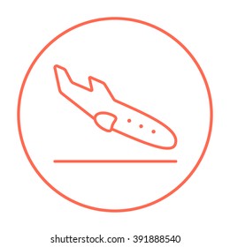 Landing aircraft line icon.