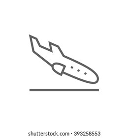 Landing aircraft line icon.