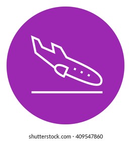 Landing aircraft line icon.
