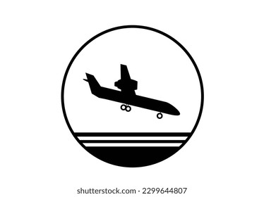 Landing of aircraft symbol. Editable Clip Art.