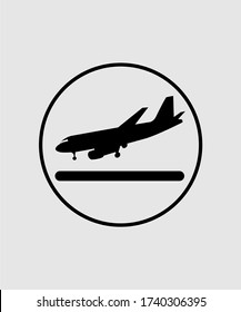 LANDING AIRPLANE ICON VECTOR LOGO