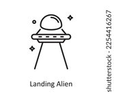 Landing Alien Vector Outline Icon Design illustration. Space Symbol on White background EPS 10 File