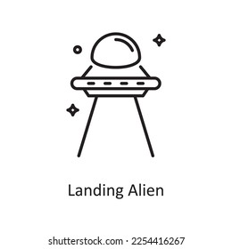 Landing Alien Vector Outline Icon Design illustration. Space Symbol on White background EPS 10 File