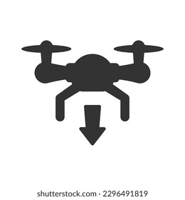 Icono de drone de aterrizaje, gráficos vectores