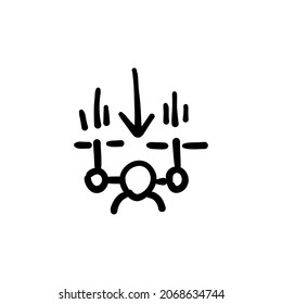 icono del drone de aterrizaje en el vector. Logotipo - Doodle